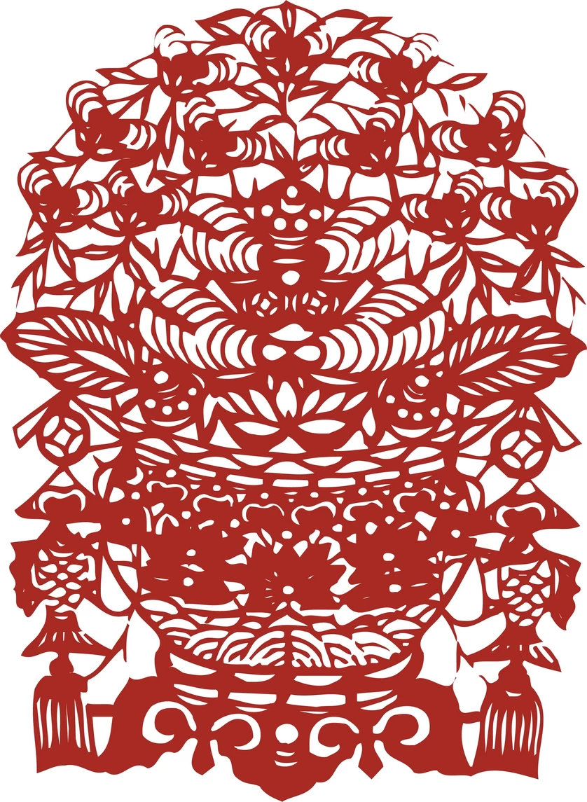 中国风中式传统喜庆民俗人物动物窗花剪纸插画边框AI矢量PNG素材【180】